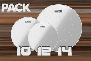 EVANS HYDRAULIC GLASS FUSION 10, 12, 14 DRUM HEAD TOM PACK