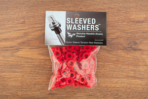 HENDRIX DRUMS RED NYLON SLEEVED WASHERS FOR TENSION RODS, 100 PACK