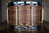 NOBLE & COOLEY 14 X 8 WALNUT PLY SNARE DRUM WITH BRASS LUGS AND CHROME HOOPS
