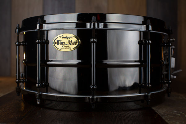 WORLDMAX 14 X 6.5 VINTAGE CLASSIC BLACK BRASS SNARE