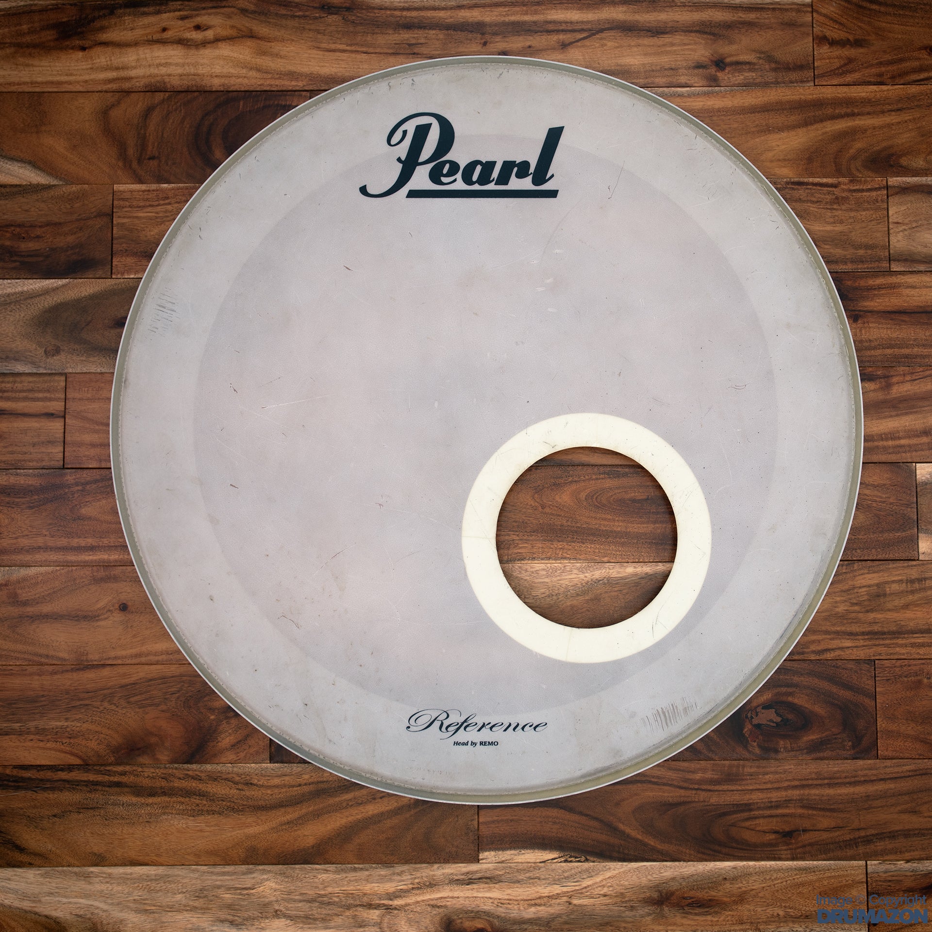 PEARL 22 REFERENCE COATED WHITE BASS DRUM LOGO HEAD PRE LOVED Drumazon