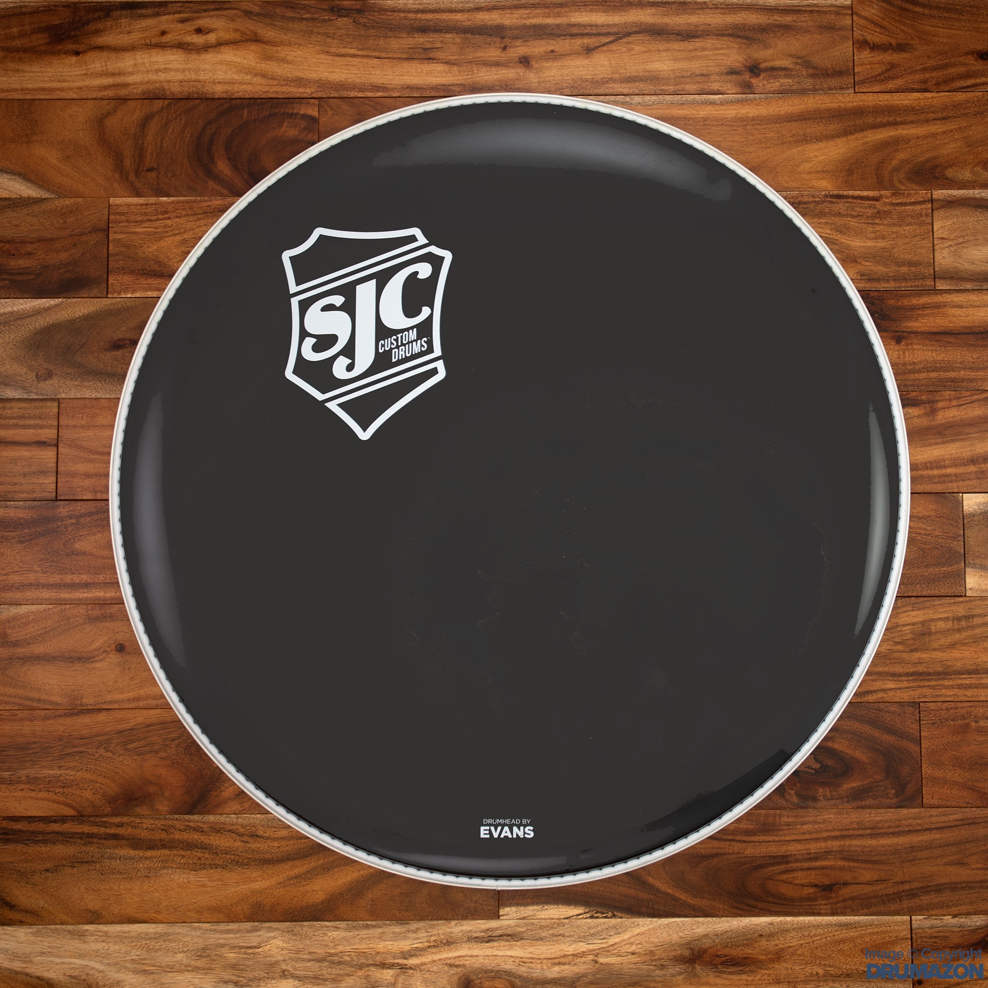 SJC 22 EVANS BLACK EQ3 BASS DRUM LOGO HEAD OUT OF BOX STOCK Drumazon
