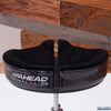 AHEAD SPINAL G SADDLE DRUM THRONE WITH 4 LEG BASE, BLACK TOP / SPARKLE SIDES