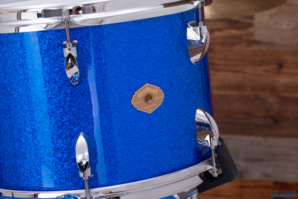 CRAVIOTTO DIAMOND SERIES 3 PIECE DRUM KIT BLUE SPARKLE PRE LOVED