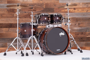 DS REBEL CUSTOM SHOP ALL BIRCH 4 PIECE DRUM KIT, BLACK BURST OVER GREEN EBONY (PRE-LOVED)