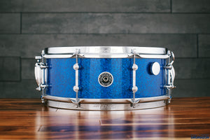 GRETSCH 14 X 5.5 MIKE JOHNSTON BROOKLYN STANDARD SNARE DRUM, LTD. ED. BLUE GLASS GLITTER