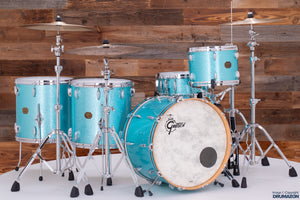 GRETSCH USA CUSTOM 70'S SSB 5 PIECE DRUM KIT, AQUA BLUE SPARKLE (PRE-LOVED)