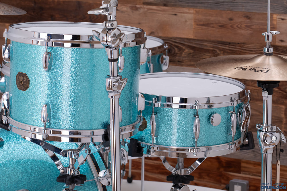 GRETSCH USA CUSTOM 70 S SSB 5 PIECE DRUM KIT AQUA BLUE SPARKLE PRE L Drumazon