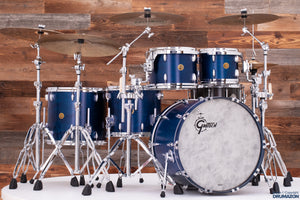 GRETSCH USA CUSTOM 5 PIECE DRUM KIT, SATIN AZURE BLUE, CIRCA 2021 (PRE-LOVED)