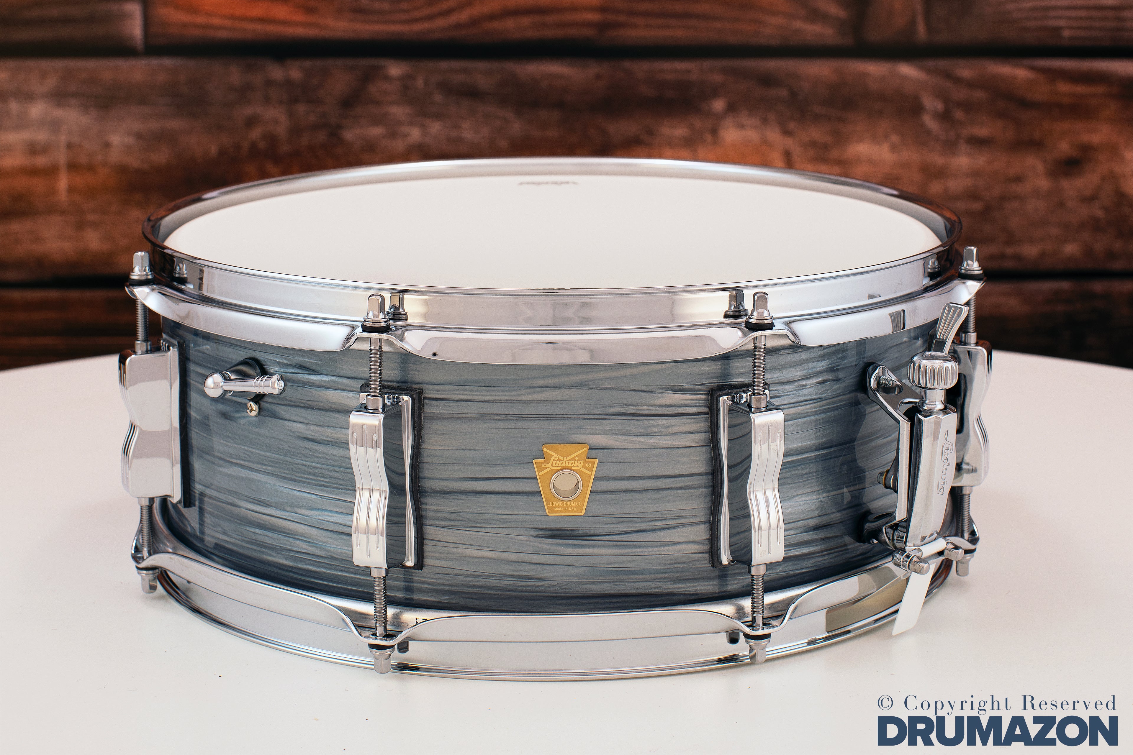 LUDWIG 14 X 5.5 LEGACY MAHOGANY JAZZ FESTIVAL SNARE DRUM VINTAGE BLUE Drumazon