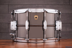 LUDWIG 14 X 8 LB408 BLACK BEAUTY SNARE DRUM, BRASS SHELL, BLACK NICKEL PLATED
