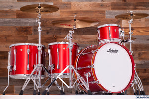 LUDWIG CLASSIC MAPLE 4 PIECE DRUM KIT, DIABLO RED LACQUER, MACH LUGS, CUSTOM ORDERED