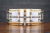 LUDWIG 14 X 5 LB400BBTWM CHROME ON BRASS SNARE DRUM, GOLD FITTINGS, DIECAST HOOPS (PRE-LOVED)