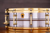 LUDWIG 14 X 5 LB400BBTWM CHROME ON BRASS SNARE DRUM, GOLD FITTINGS, DIECAST HOOPS (PRE-LOVED)
