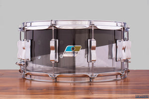 LUDWIG 14 X 6.5 VISTALITE SNARE DRUM, 50TH ANNIVERSARY CLEAR SMOKE SWIRL, (PRE-LOVED)