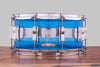 LUDWIG 14 X 6.5 VISTALITE SNARE DRUM, 50TH ANNIVERSARY PATTERN A BLUE CLEAR BLUE