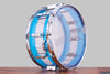 LUDWIG 14 X 6.5 VISTALITE SNARE DRUM, 50TH ANNIVERSARY PATTERN A BLUE CLEAR BLUE