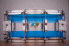 LUDWIG 14 X 6.5 VISTALITE SNARE DRUM, 50TH ANNIVERSARY PATTERN A BLUE CLEAR BLUE