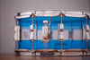 LUDWIG 14 X 6.5 VISTALITE SNARE DRUM, 50TH ANNIVERSARY PATTERN A BLUE CLEAR BLUE
