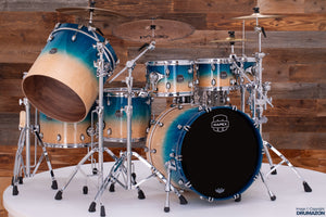 MAPEX SATURN CLASSIC 7 PIECE 3 UP / 2 DOWN DRUM KIT WITH GONG DRUM, AQUA FADE