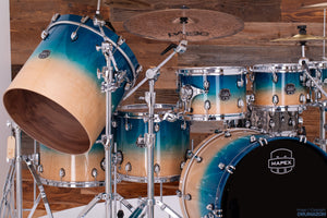 MAPEX SATURN CLASSIC 7 PIECE 3 UP / 2 DOWN DRUM KIT WITH GONG DRUM, AQUA FADE