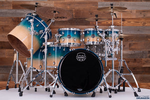 MAPEX SATURN CLASSIC 7 PIECE 3 UP / 2 DOWN DRUM KIT WITH GONG DRUM, AQUA FADE