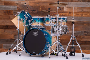 MAPEX SATURN CLASSIC 7 PIECE 3 UP / 2 DOWN DRUM KIT WITH GONG DRUM, AQUA FADE