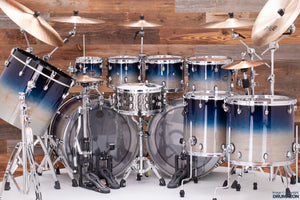 MAPEX SATURN CLASSIC 9 PIECE MONSTER DOUBLE BASS DRUM KIT, TEAL BLUE FADE