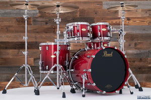 PEARL MASTERWORKS ARTISAN 5 PIECE DRUM KIT, SCARLET FADE MICRO FLAKE OVER TAMO ASH (PRE-LOVED)