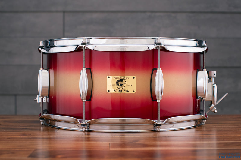 PORK PIE 14 X 6.5 HIP PIG SNARE DRUM RED GOLD DUCO Drumazon