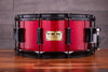 PORK PIE 14 X 6.5 MAPLE SNARE DRUM, RED SPARKLE WITH BLACK FITTINGS