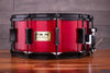 PORK PIE 14 X 6.5 MAPLE SNARE DRUM, RED SPARKLE WITH BLACK FITTINGS