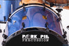 PORK PIE USA CUSTOM 6 PIECE DRUM KIT, PORCARO BLUE / BLACK FITTINGS