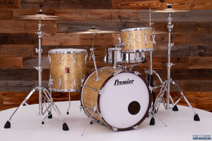 PREMIER 58 OUTFIT 3 PIECE DRUM KIT, CIRCA 1963-66, GOLD SPARKLE (PRE-LOVED)