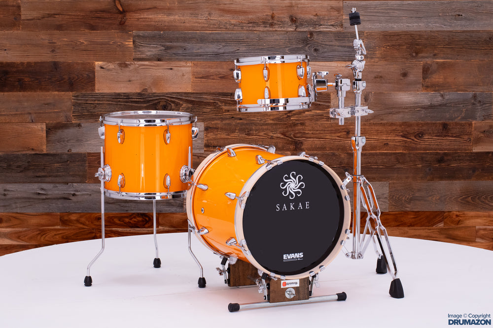 SAKAE PAC D 3 PIECE COMPACT DRUM KIT ORANGE GLOSS PRE LOVED