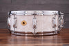 SLINGERLAND 14 X 5.5 RADIO KING SOLID MAPLE SNARE DRUM, WHITE MARINE PEARL