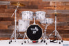 TAMBURO T5 S16 5 PIECE DRUM KIT WITH HARDWARE AND CYMBALS, WHITE SILVER SPARKLE