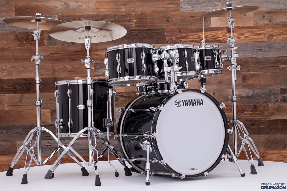 YAMAHA RECORDING CUSTOM 5 PIECE DRUM KIT, REAL BLACK LACQUER