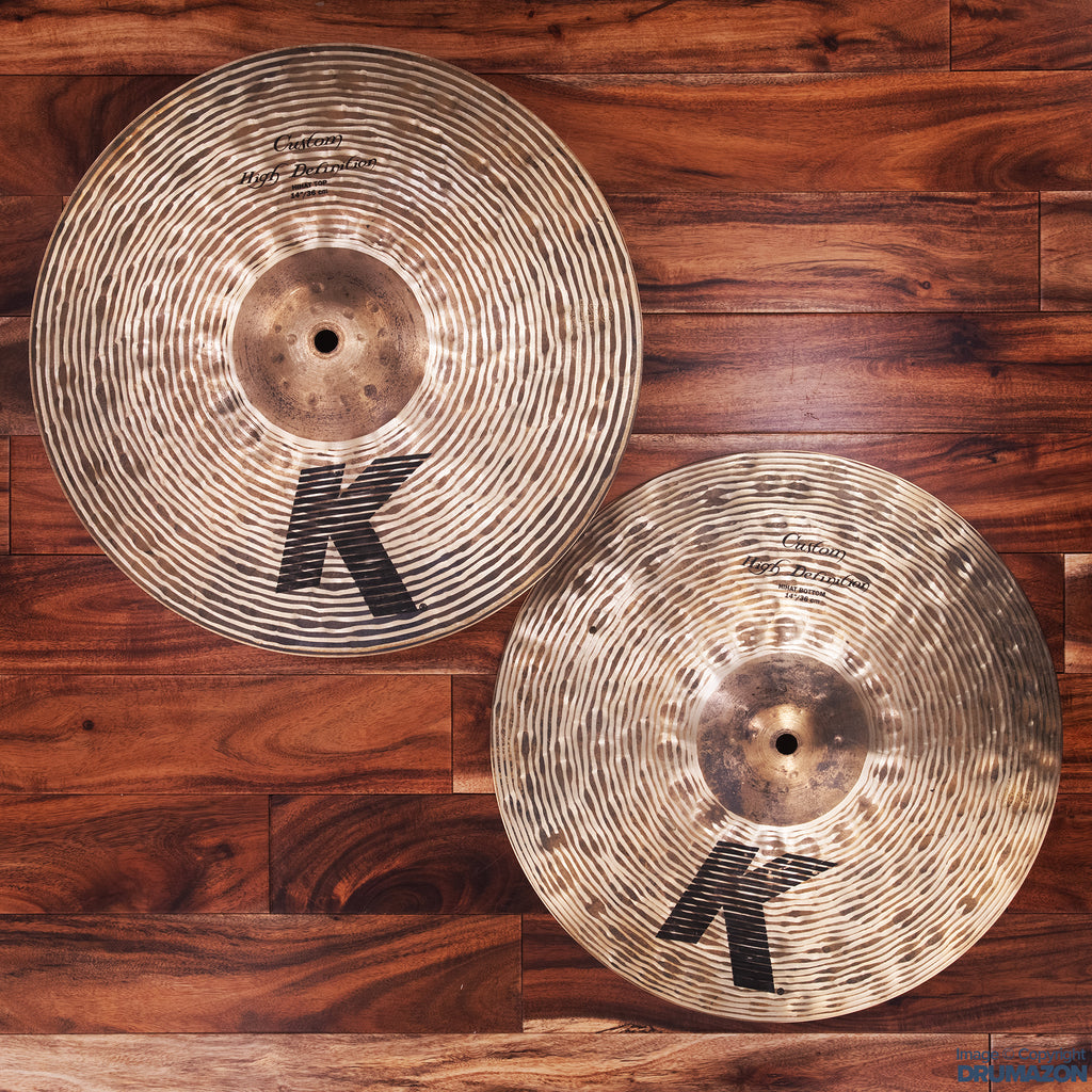 ZILDJIAN 14" K CUSTOM HI-DEFINITION HI-HAT CYMBALS (PRE-LOVED)