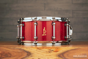 BRADY 14 X 6.5 JARRAH PLY SNARE DRUM RED SILKY OAK GLOSS (PRE-LOVED)