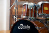 BRADY JARRAH 5 PIECE DRUM KIT, NATURAL JARRAH SATIN MADE IN 1990 (PRE-LOVED) (EXTREMELY RARE)