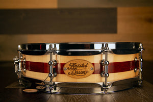 BRISTOL DRUM CO 14 X 3.75 MAPLE / PADAUK SEGMENTED SOLID WOOD PICCOLO SNARE DRUM