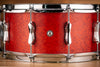 BRITISH DRUM COMPANY 14 X 6.5 LEGEND SERIES SNARE DRUM, BUCKINGHAM SCARLETT