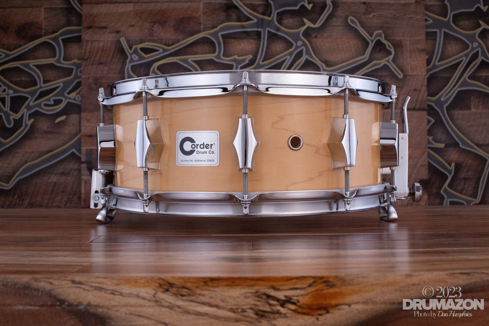 CORDER DRUM COMPANY 14 X 5.5 MAPLE SNARE DRUM PRE LOVED Drumazon