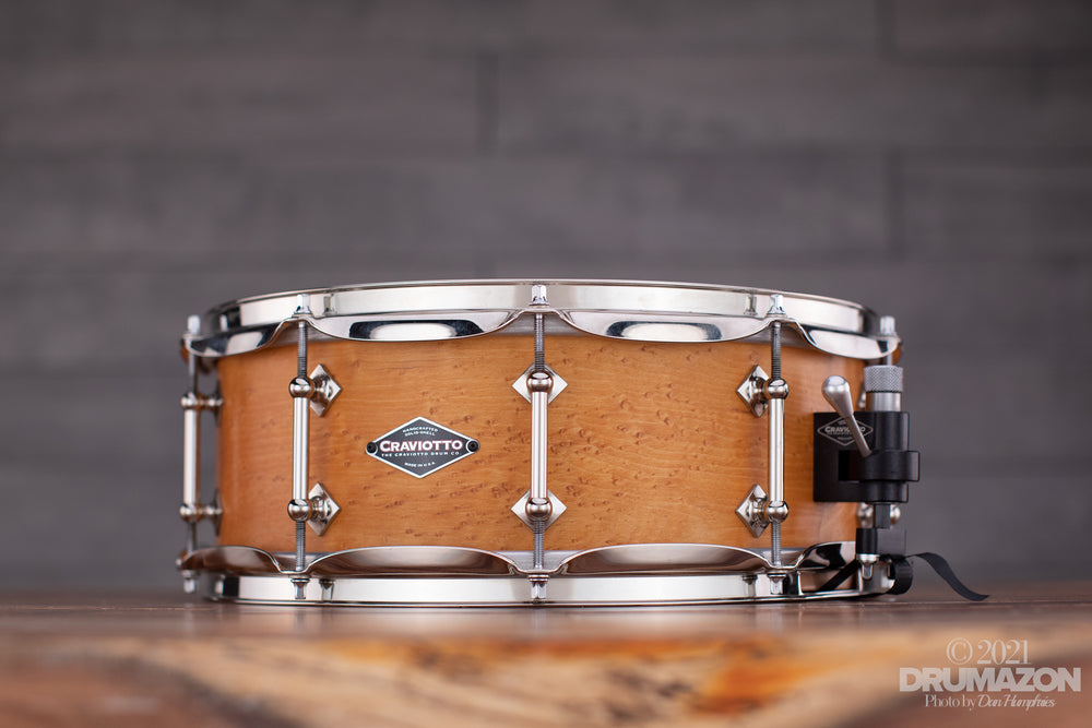 CRAVIOTTO CUSTOM 14 X 5.5 BIRDSEYE MAPLE SOLID SHELL SNARE No.160