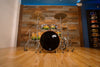 DS REBEL CUSTOM SHOP BIRCH / MAHOGANY 5 PIECE DRUM KIT, EXOTIC MAPA BURL GREEN TO NATURAL FADE LACQUER (THE RHYTHM REVIEW KIT)