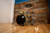 DS REBEL CUSTOM SHOP BIRCH / MAHOGANY 5 PIECE DRUM KIT, EXOTIC MAPA BURL GREEN TO NATURAL FADE LACQUER (THE RHYTHM REVIEW KIT)