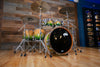 DS REBEL CUSTOM SHOP BIRCH / MAHOGANY 5 PIECE DRUM KIT, EXOTIC MAPA BURL GREEN TO NATURAL FADE LACQUER (THE RHYTHM REVIEW KIT)