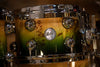 DS REBEL CUSTOM SHOP BIRCH / MAHOGANY 5 PIECE DRUM KIT, EXOTIC MAPA BURL GREEN TO NATURAL FADE LACQUER (THE RHYTHM REVIEW KIT)