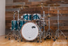 DS REBEL CUSTOM SHOP 5 PIECE DRUM KIT, MAPLE / WALNUT HYBRID SHELL, AQUA OVER EXOTIC BUBBLE MAPLE